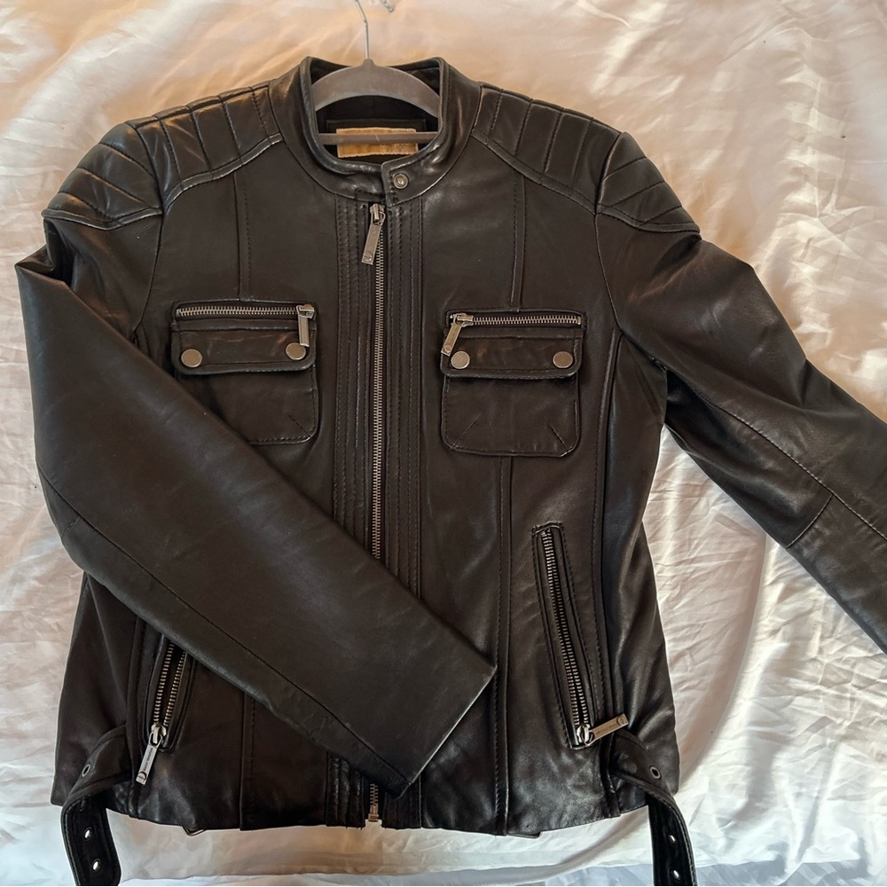 Women’s Michael Kor Leather Biker Jacket Size Medium